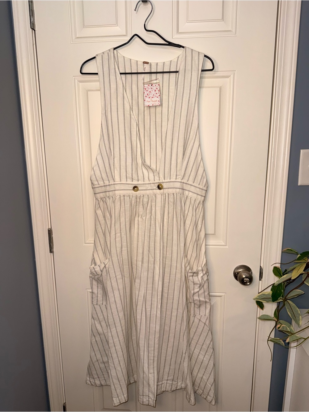 Free People Diana Striped Wrap Button-Waist Midi Sundress